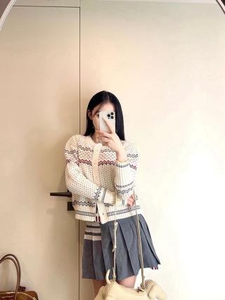 톰브라운st 페아 아일 자카드 가디건