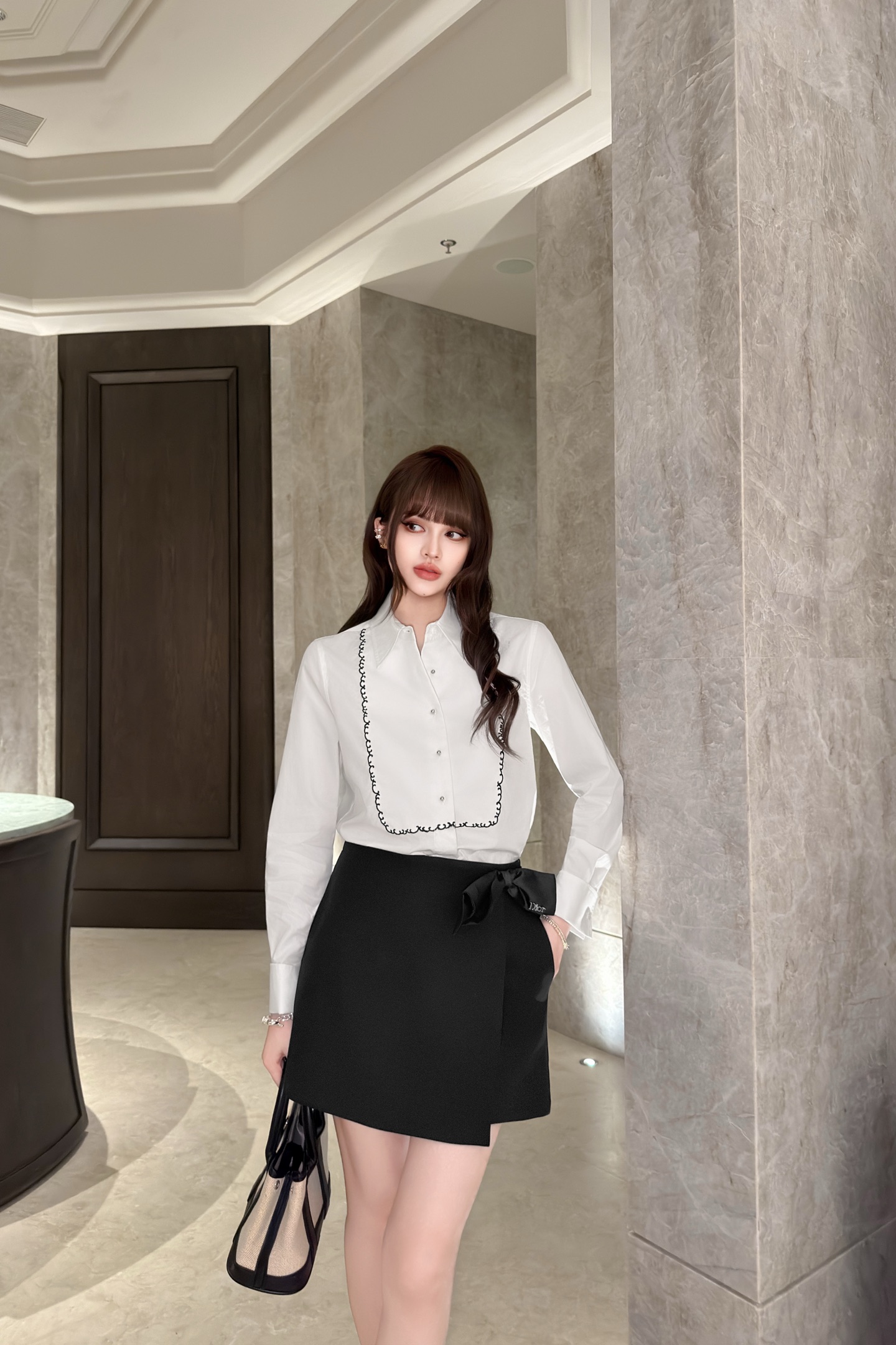 디올st 블랙 랩어라운드 퀄로트 팬츠